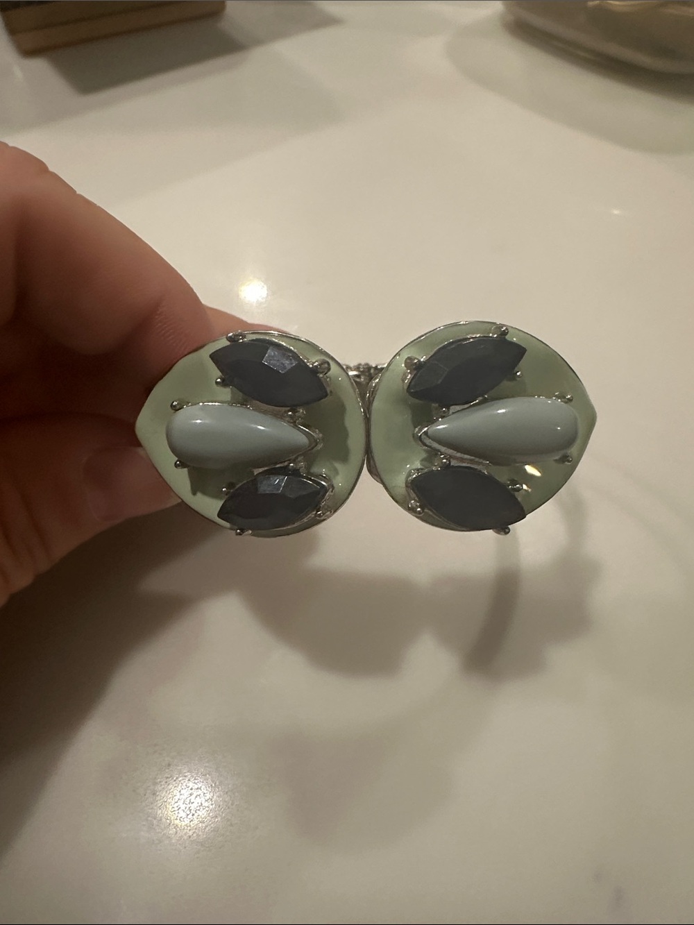Vintage-Inspired Mint Green and Blue Bracelet